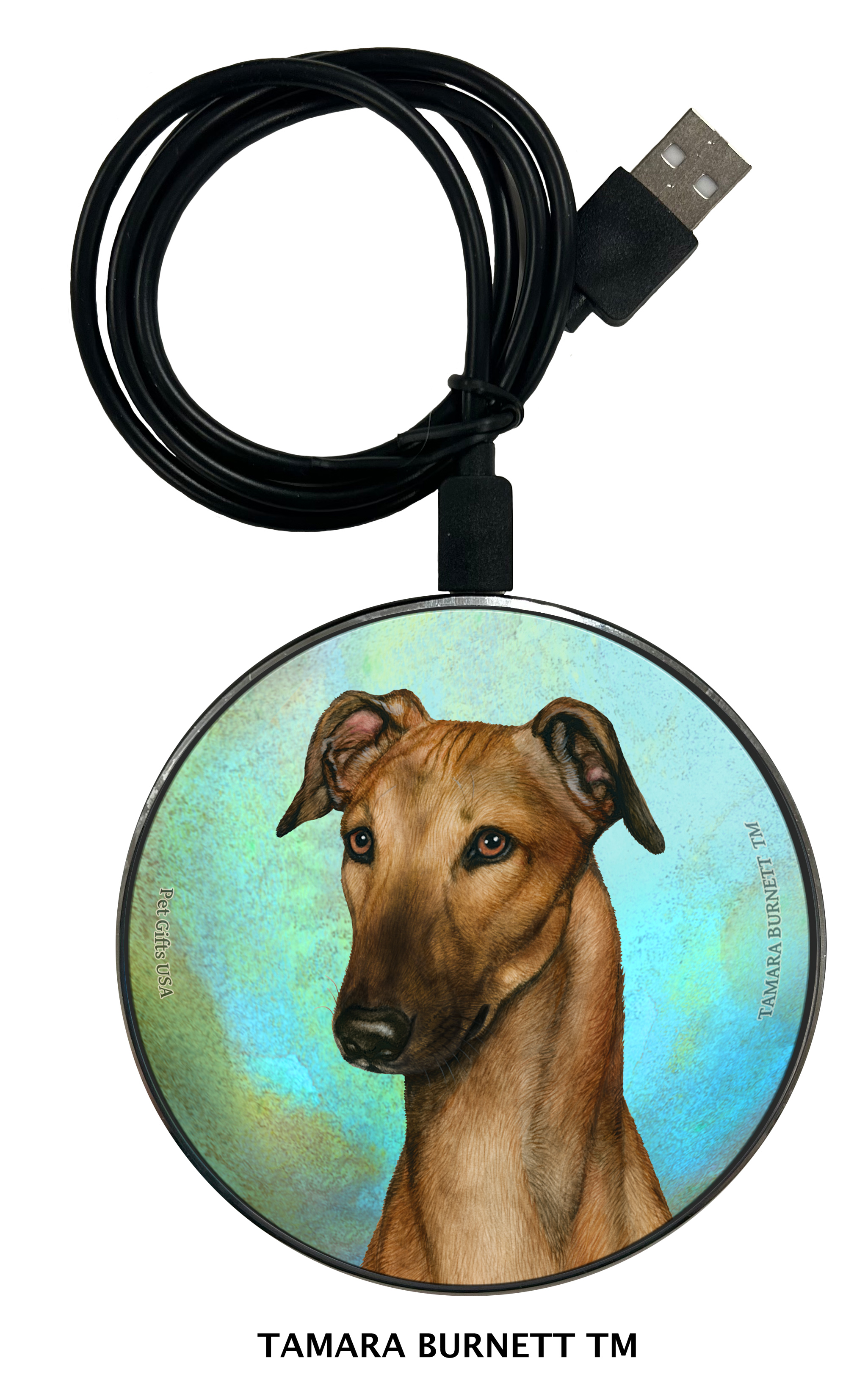 Greyhound Fawn with Mask - Zoomies Phone Charger image